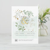 Modernes Greenery FOTO Hochzeit Einladung QR CODE (Stehend Vorderseite)