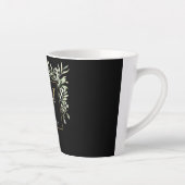Modernes Greenery Gold Monogram Elegant Black Latt Milchtasse (Rechts)