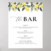 Modernes Greenery Lemon Bar Menu Poster (Vorne)