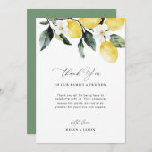 Modernes Greenery Lemon Empfang Table Vielen Dank Dankeskarte (Vorne/Hinten)
