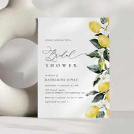 Modernes Greenery Lemon Floral Wedding Brautparty Einladung