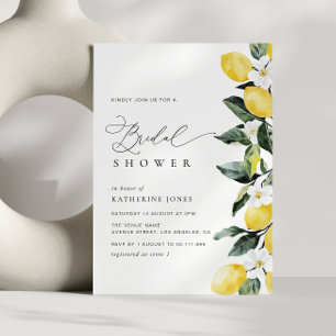 Modernes Greenery Lemon Floral Wedding Brautparty Einladung