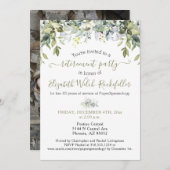 Modernes Greenery Retirement Party Foto Einladung (Vorne/Hinten)