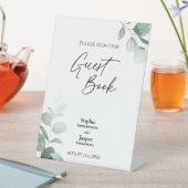 Modernes Greenery Wedding Guest Book Sign Sockelschild (In Situ)