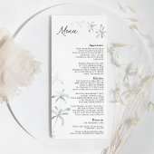 Modernes Greenery White Wedding Flat Menu Menükarte