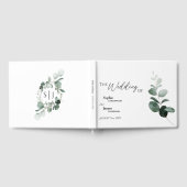 Modernes Greenery White Wedding Gästebuch (Voll)