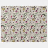 Modernes Greige Königin Bee Royal Crown Floral Mus Fleecedecke (Vorderseite (Horizontal))