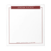 Modernes Grenzbüro in Rot-Namplate Notizblock (Vorderseite)