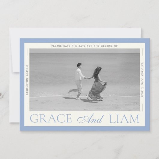 Modernes Grenzelegantes Foto Save the Date (Vorderseite)
