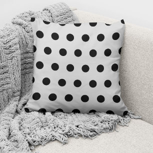 Modernes Grey Black Polka Dots Muster Kissen
