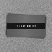 Modernes Grey Imitats Metal Black Stripe Berater Visitenkarte