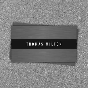 Modernes Grey Imitats Metal Black Stripe Berater Visitenkarte