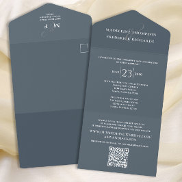 Modernes Grey Wedding RSVP Elegant All In One Einladung