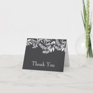 Modernes GreyFloral Leaf Blüh Vielen Dank Hinweis Dankeskarte