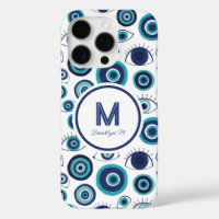 Modernes griechisches Evil Blue White Monogram