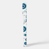 Modernes griechisches Evil Blue White Monogram Case-Mate iPhone Hülle (Rückseite / Links)