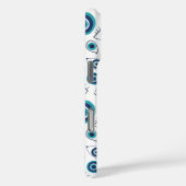 Modernes griechisches Evil Blue White Monogram Case-Mate iPhone Hülle (Rückseite / Rechts)