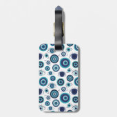 Modernes griechisches Evil Blue White Monogram Gepäckanhänger (Rückseite vertikal)