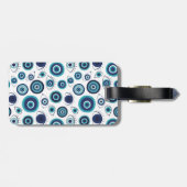 Modernes griechisches Evil Blue White Monogram Gepäckanhänger (Rückseite horizontal)