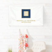 Modernes griechisches Schlüssellogo Gold/Navy Blau Banner (Insitu)