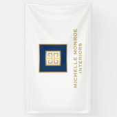 Modernes griechisches Schlüssellogo Gold/Navy Blau Banner (Vertikal)