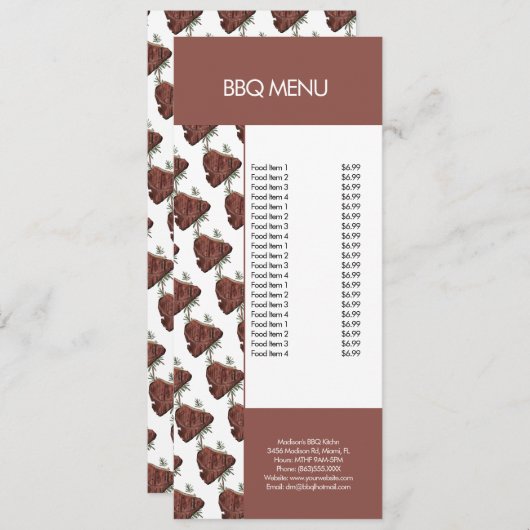 Modernes GRILLEN Grill Steak Restaurant Menü Menükarte (Vorne/Hinten)