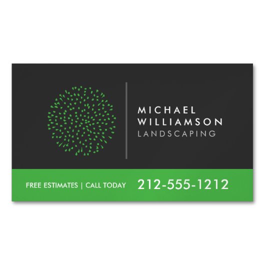 Modernes Grödner Landscaping Shrub Logo Dunkelgrau Magnetische Visitenkarte (Vorderseite)