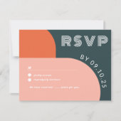 Modernes Groovy Arch Retro UAWG QR Code Wedding RSVP Karte (Vorderseite)
