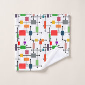 Modernes, großes Gitter Mitte des Jahrhunderts Badhandtuch Set (Waschlappen)