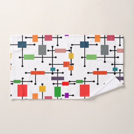 Modernes, großes Gitter Mitte des Jahrhunderts Badhandtuch Set (Handtuch)