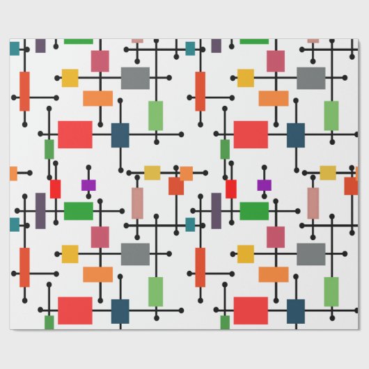 Modernes, großes Gitter Mitte des Jahrhunderts  Geschenkpapier (Flach)