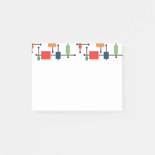 Modernes, großes Gitter Mitte des Jahrhunderts Post-it Klebezettel (Vorderseite)