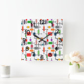 Modernes, großes Gitter Mitte des Jahrhunderts Quadratische Wanduhr (Zuhause)