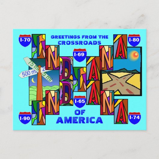 MODERNES GROSSES SCHREIBEN INDIANA GREETINGS POSTC POSTKARTE (Vorderseite)