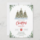 Modernes Grün-Aquarell Weihnachtsessen Party Einladung (Vorderseite)