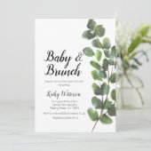 Modernes Grün Baby Dusche Einladung Junge (Stehend Vorderseite)