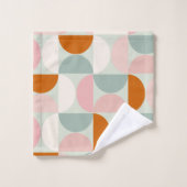 Modernes, grün blütendes Orangenmuster des Mittelj Badhandtuch Set (Waschlappen)