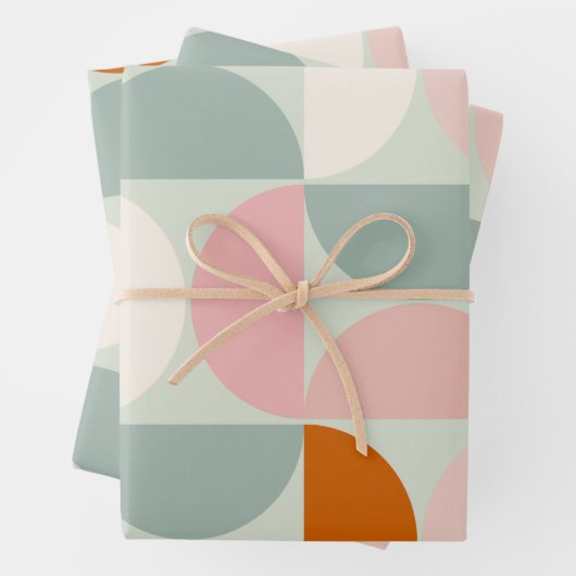 Modernes, grün blütendes Orangenmuster des Mittelj Geschenkpapier Set (Beispiel)