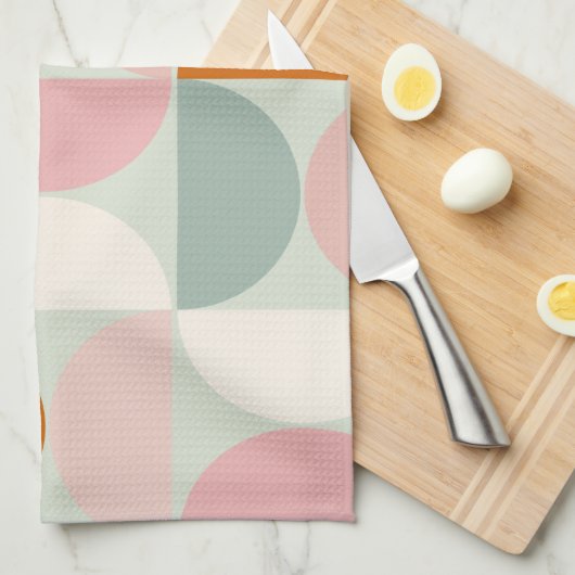 Modernes, grün blütendes Orangenmuster des Mittelj Geschirrtuch (Viertel Falte)