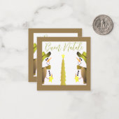 Modernes Grün des Olivenöls mit Schneemann Mitteilungskarte (Vorderseite/Rückseite Beispiel)