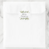 Modernes Grün Elegant Script Frohe Weihnachten Runder Aufkleber (Tasche)