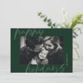 modernes, grün Foto glücklich Feiertagskarte (Stehend Vorderseite)