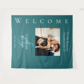 Modernes Grün-Foto-Hochzeit- Wandteppich (Vorderseite (Horizontal))
