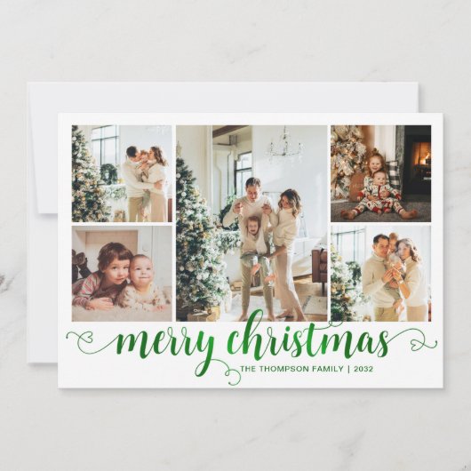 Modernes Grün Frohe Weihnachten Herzchen Script 5 (Vorderseite)