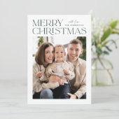 Modernes Grün frommes Weihnachtsfest Foto Feiertagskarte (Stehend Vorderseite)