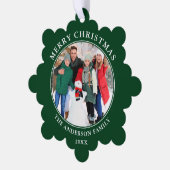 Modernes Grün frommes Weihnachtsfest Foto Ornament Karte (Linke Ecke)