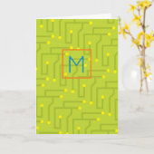 Modernes, grün-gelb-orangefarbenes Circuit Board Karte (Gelbe Blume)