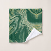 Modernes, grün-gelbes abstraktes Marmormuster Badhandtuch Set (Waschlappen)