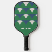 Modernes, grün geometrisches Retro personalisiert Pickleball Schläger (Vorderseite)