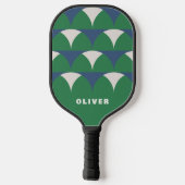 Modernes, grün geometrisches Retro personalisiert Pickleball Schläger (Rückseite)